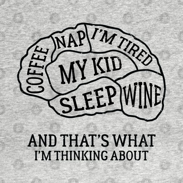 Brain Scan of a Mom Always Tired Coffee Addict Wine Lover Distressed by TheBlackCatprints